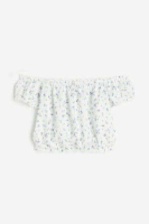 Frill-trimmed off-the-shoulder blouse