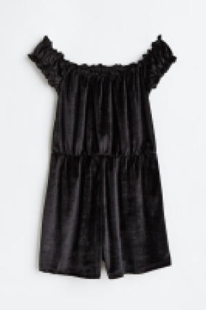 Kurzer schulterfreier Velours-Jumpsuit CHF 17.95