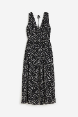 Crêpe-Jumpsuit mit V-Ausschnitt