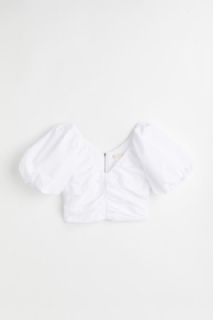 HM  Gerafftes Shirt mit Puffärmeln