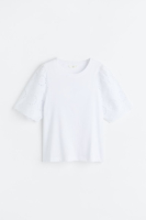HM  T-Shirt mit Broderie Anglaise