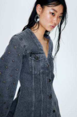 Denim-Shacket mit Nieten