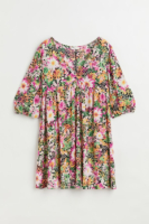 MAMA Gemustertes Kleid mit Ballonärmeln