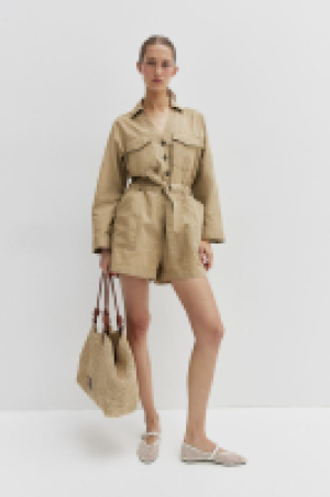 Kurzer Cargo-Jumpsuit aus Leinenmix
