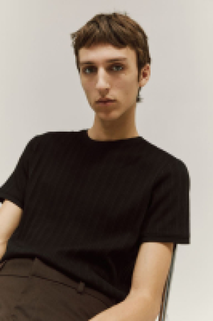 HM  T-Shirt in Pointellestrick, Regular Fit