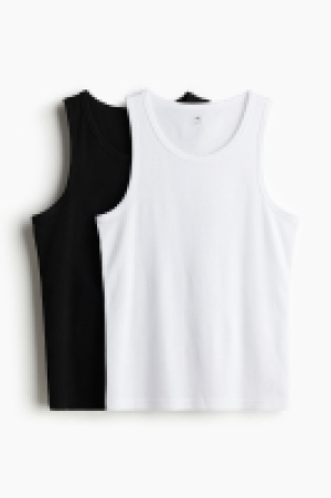HM  2er-Pack Gerippte Tanktops in Slim Fit